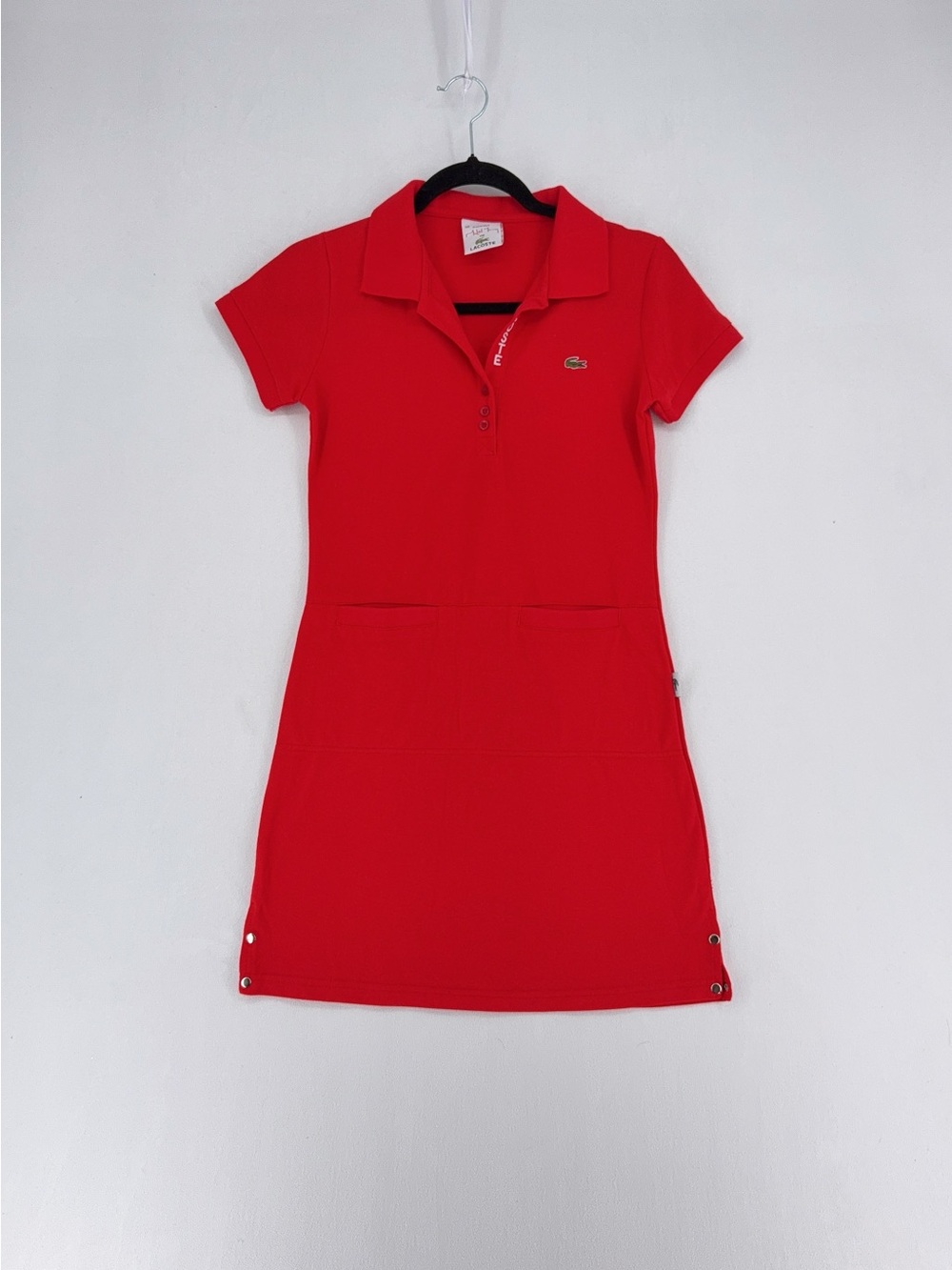 Michael Young for Lacoste Plastic Polo Dress red size s